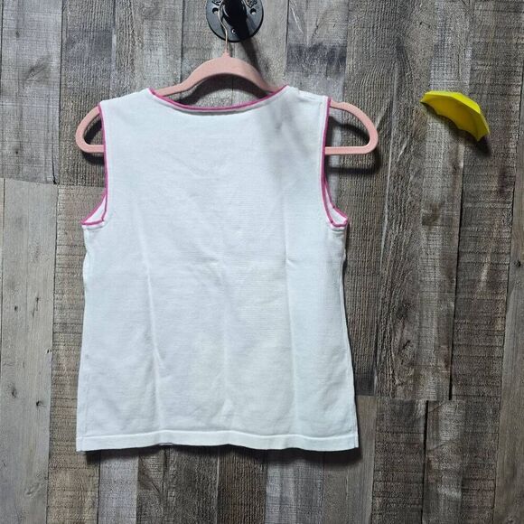 Christopher and Banks White Flip Flop Palm Tree Embroidered Summer Tank Top - Picture 3 of 5